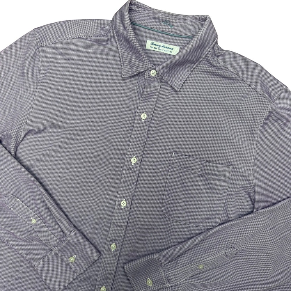 Tommy Bahama Button Down Shirt Mens XL Purple San Lucio Stretch Long Sleeve Logo